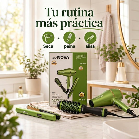 Plancha, Cepillo y Secador - Combo Nova